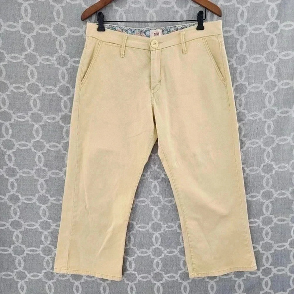 Vintage Y2k Levi's Tab Twills Yellow Stretched Women's Jean Capris 10 - Picture 1 of 8